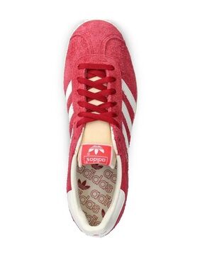 adidas Women's Red Suede Sneakers with White Stripes